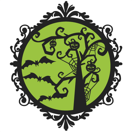 Halloween Tree Frame Svg Scrapbook Cut File Cute Clipart - Clip Art (432x432), Png Download