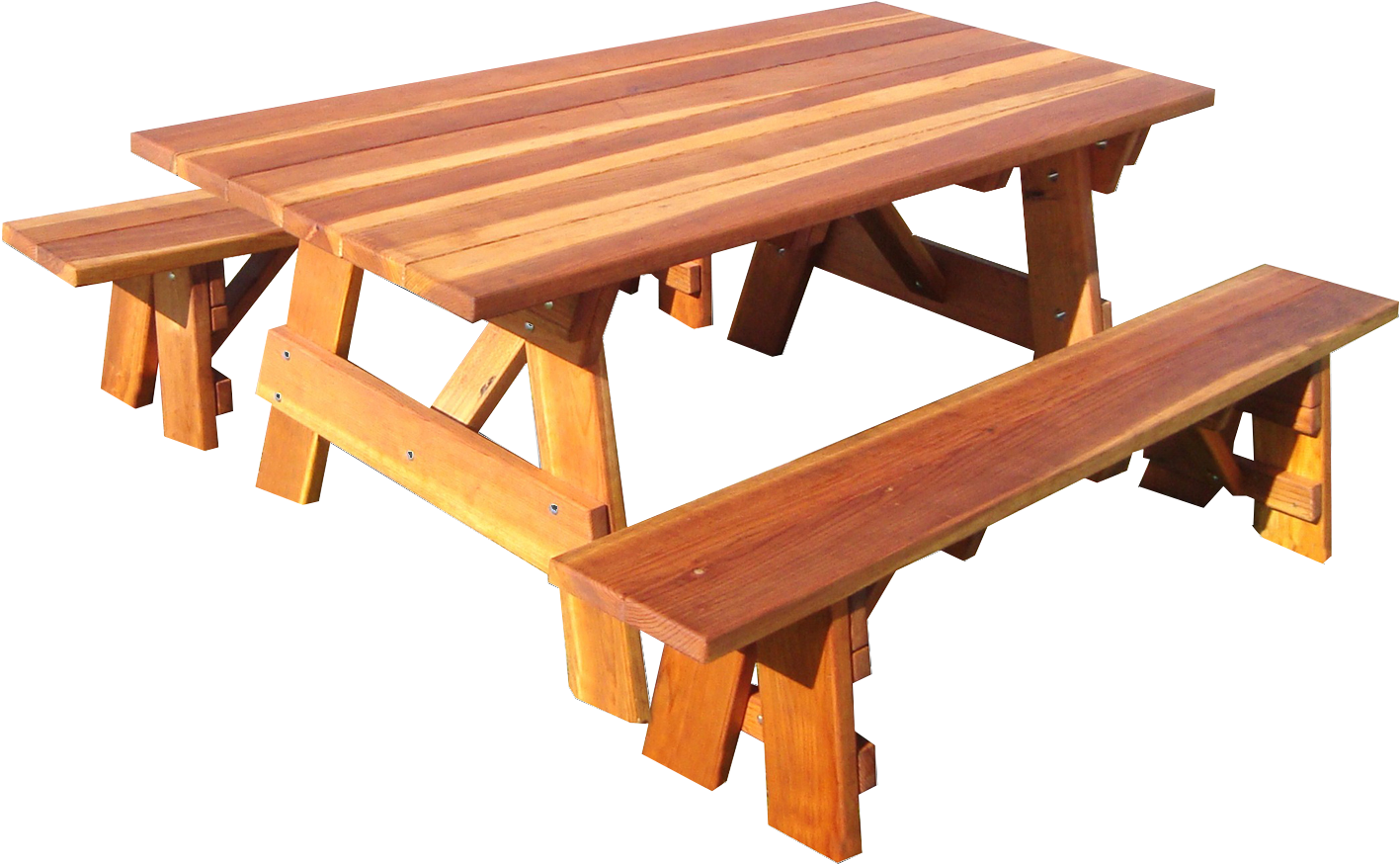 Outdoor 1905 Super Deck Finished 6 Ft - Redwood Picnic Table (1444x912), Png Download