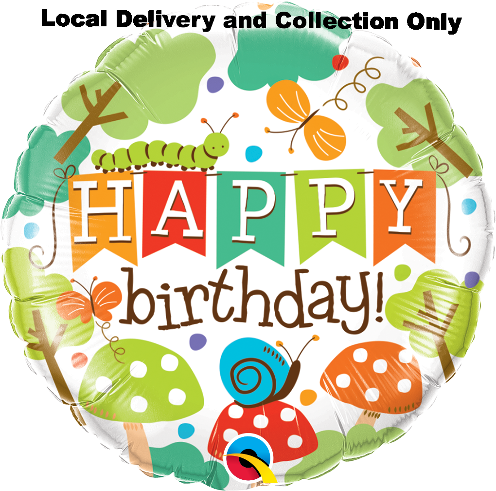 Birthday Banner Garden Foil Balloon - 'happy Birthday' Garden Creatures Foil Balloon (1020x1008), Png Download