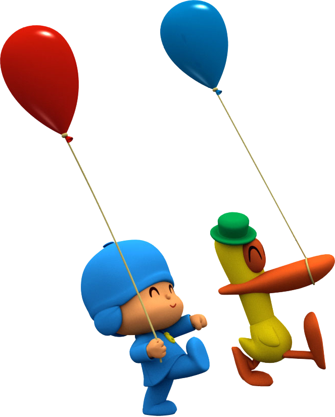 Pocoyo Y Pato Con Globos (663x825), Png Download