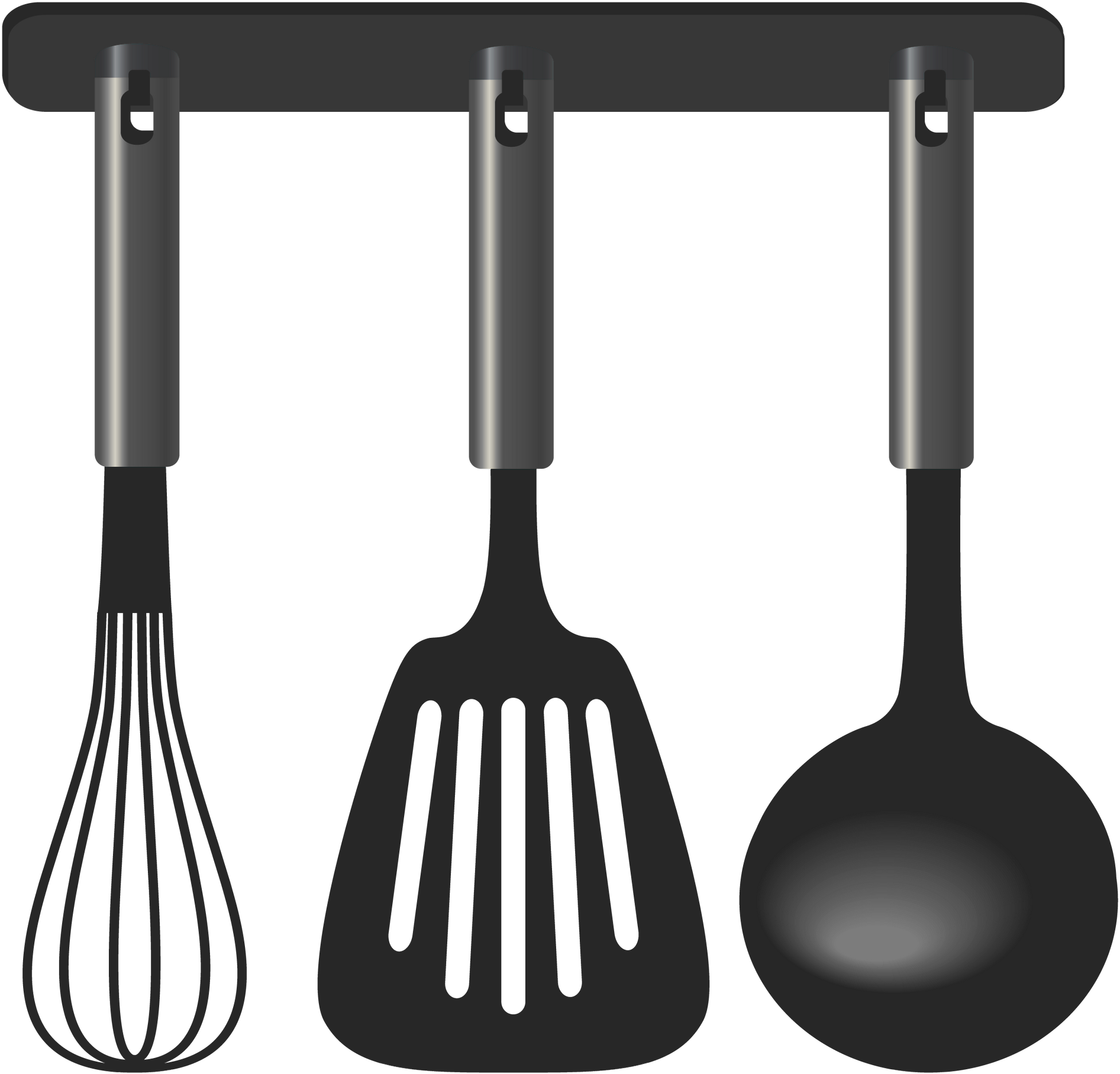 Black Kitchen Tool Set Png Clipart - Clip Art Kitchen Tools (2032x1945), Png Download