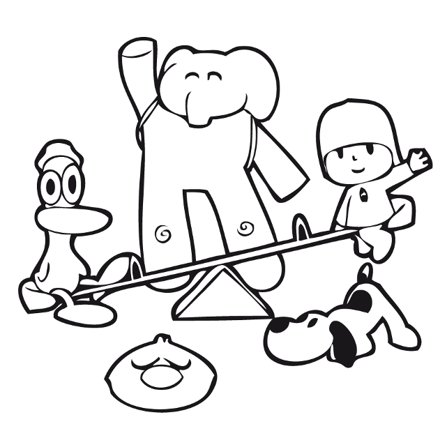 Download Pocoyo Jugando Con Sus Amigos Para Colorear - Pocoyo Coloring  Pages PNG Image with No Background 