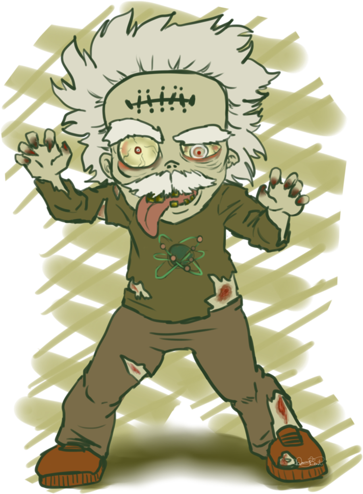Zombie Albert Einstein By Danraybeast On Deviantart - Einstein Chibi (822x971), Png Download