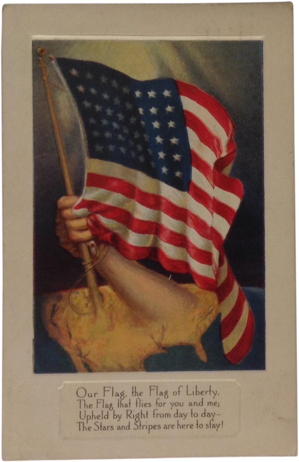 1918 Patriotic Postcard With American Flag - Vintage Amerikanische Flagge Karte (1475x1475), Png Download