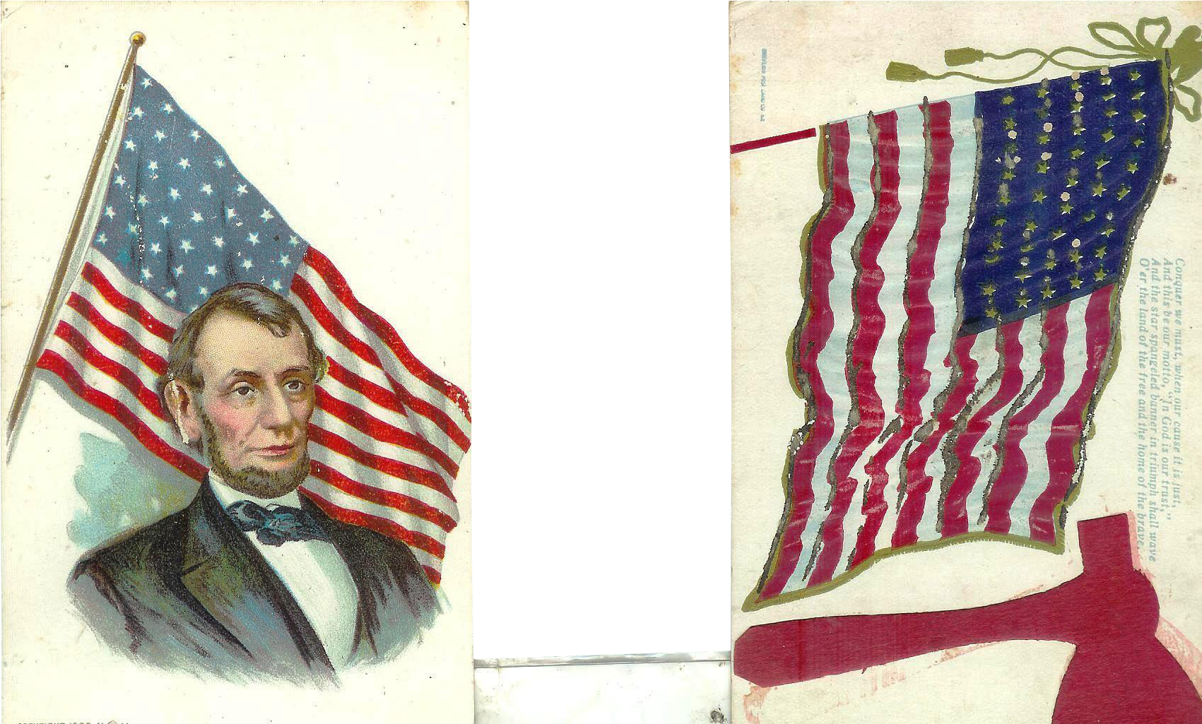 2 Patriotic Abraham Lincoln American Flag 1900 1905 - Massachusetts (1700x1700), Png Download