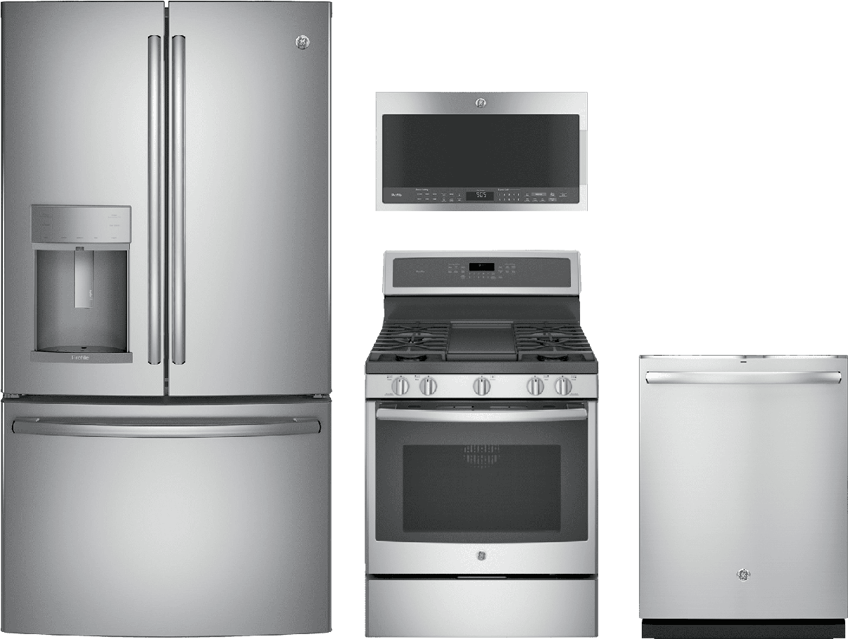 Ge® Profile™ 4 Piece Kitchen Package Stainless Steel - Ge Profile 2-piece Stainless Steel Kitchen Package (1280x1280), Png Download