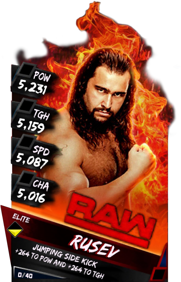 Supercard Rusev S3 Elite Raw 9623 - Wwe Supercard Elite Seth Rollins (733x1158), Png Download
