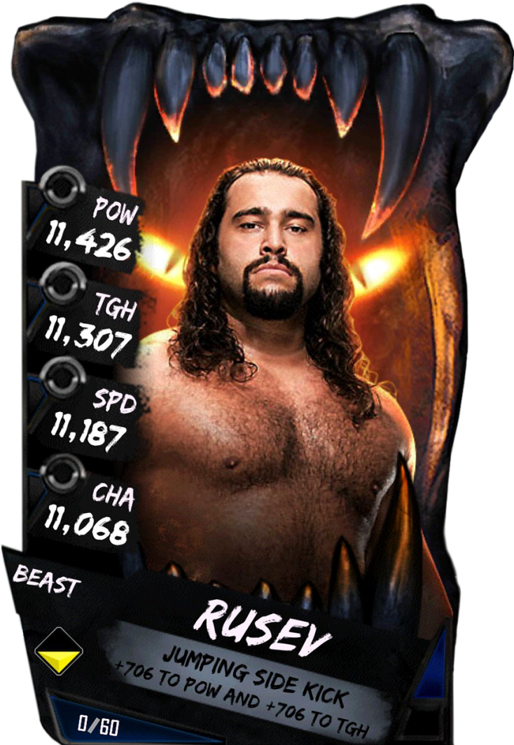 Rusev S4 16 Beast5 - Wwe Supercard Beast Cards (733x1158), Png Download
