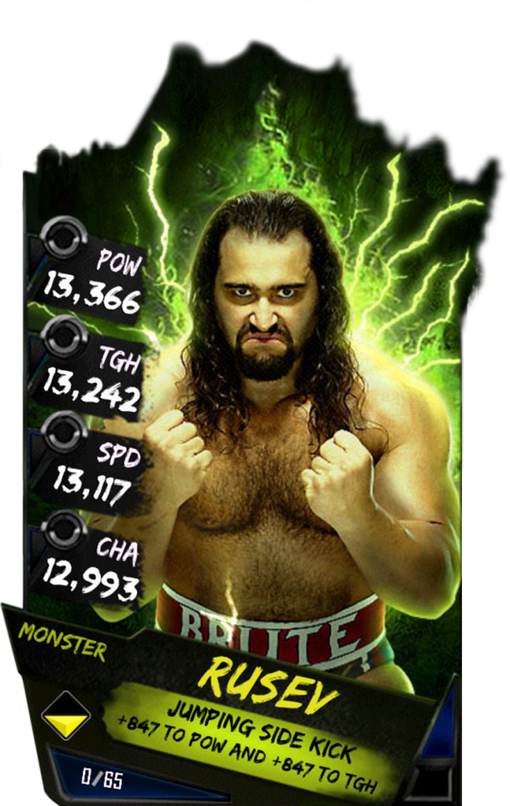 Rusev S4 17 Monster - Wwe Supercard Monster Cards (733x1158), Png Download