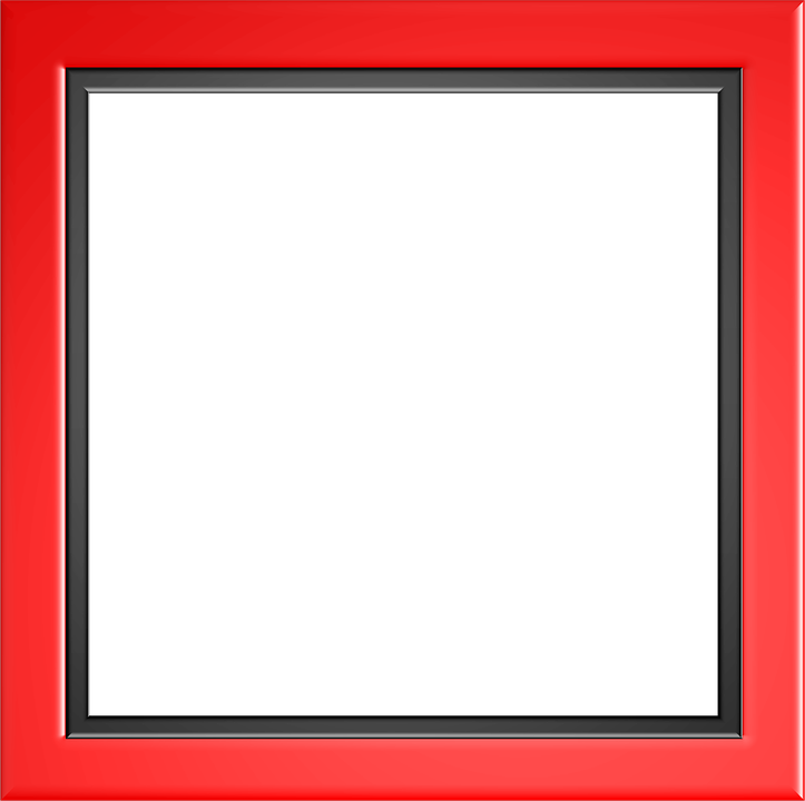 Red Border Frame Png Photo - Wooden Picture Frame Red (723x720), Png Download