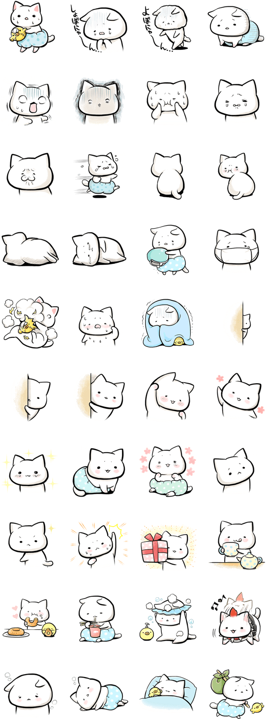 Cute Cat Line Sticker (420x1121), Png Download