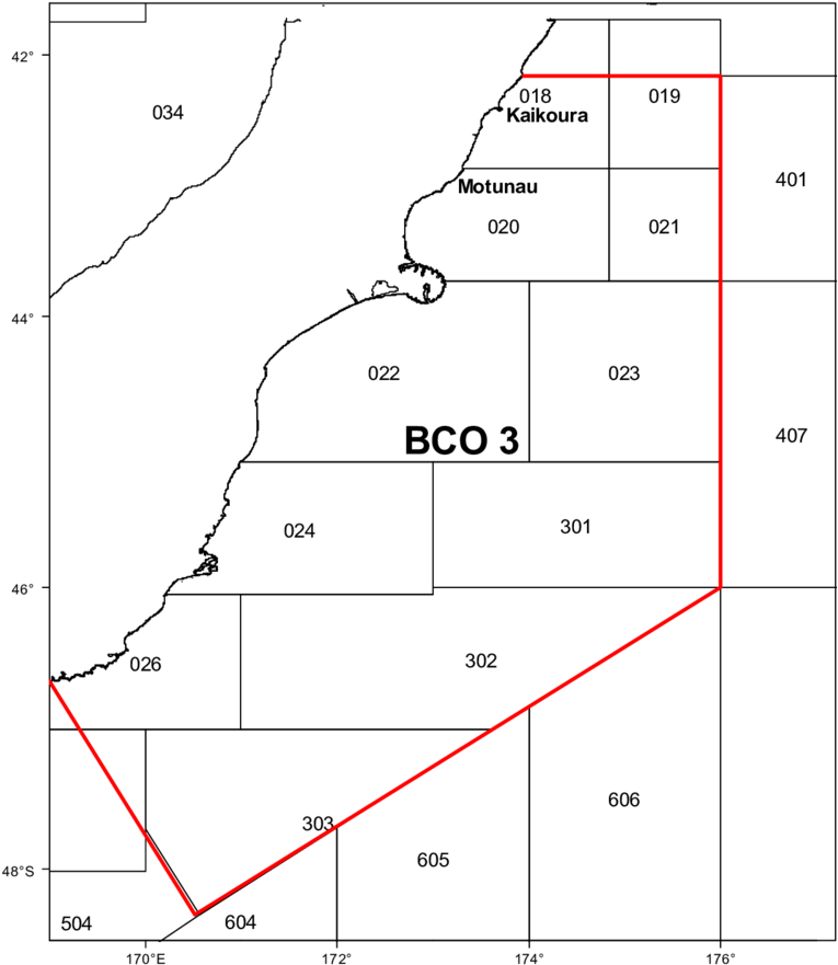 Blue Cod Quota Management Area Bco 3 And Statistical - Motunau (850x933), Png Download