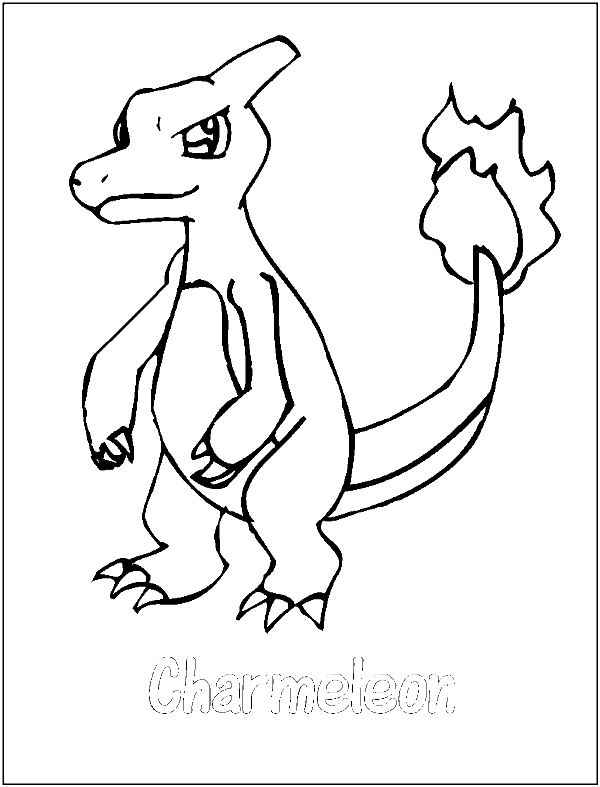 Charmander Coloring Page With Charmeleon Pokemon Also - Pokemon Coloring Pages Charmeleon (600x787), Png Download