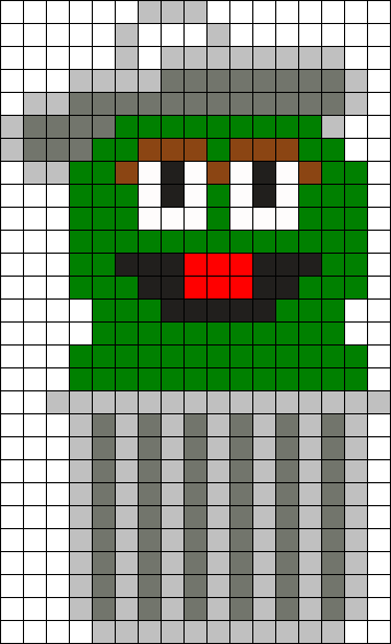 Oscar The Grouch Perler Bead Pattern / Bead Sprite - Fictional Character (358x589), Png Download
