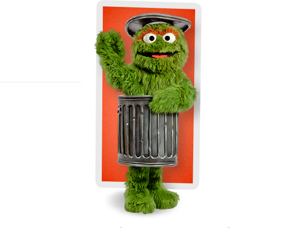 From Trash To Treasure With Oscar The Grouch - Oscar The Grouch (594x465), Png Download