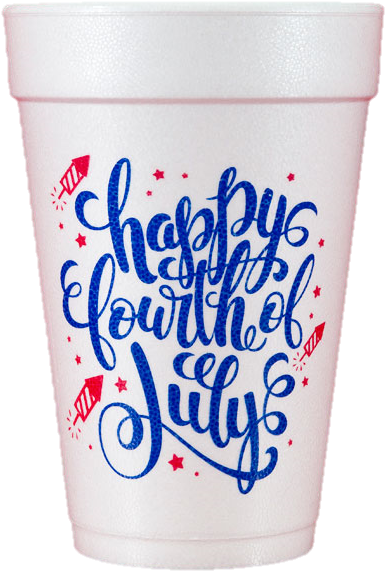 Pre-printed Styrofoam Cups Happy Fourth Of July - Fourth Of July Styrofoam (600x600), Png Download