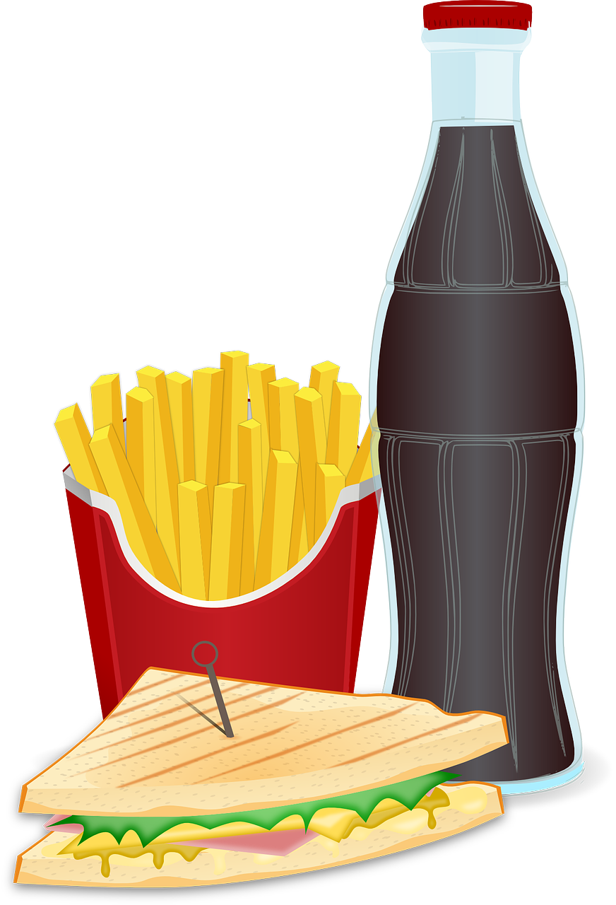 It Is Difficult To Avoid Fast Food And Parties - Sandwich And Fries Clipart (436x640), Png Download