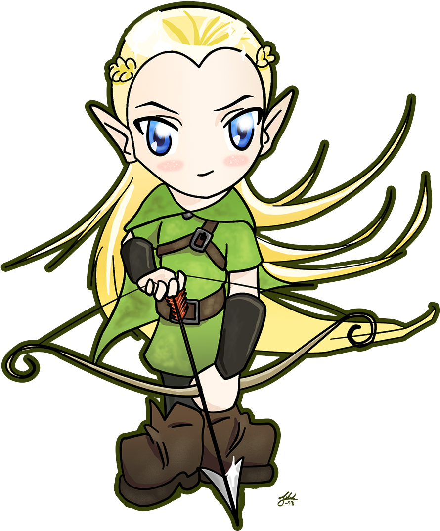 Image Library Library Legolas Chibi With Bow By Tildhanor - Chibi Senhor Dos Aneis (969x1375), Png Download