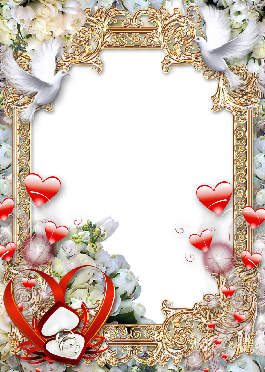 Photo Frame Golden Luxury - Wedding Photo Frame Png (914x1280), Png Download