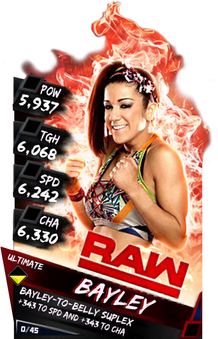 Bayley S3 11 Hardened Christmas Supercard Bayley S3 - Wwe Supercard Ultimate Bayley (733x1158), Png Download