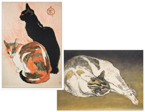 Steinlen Cats Assorted Notes - Two Cat Print (500x386), Png Download
