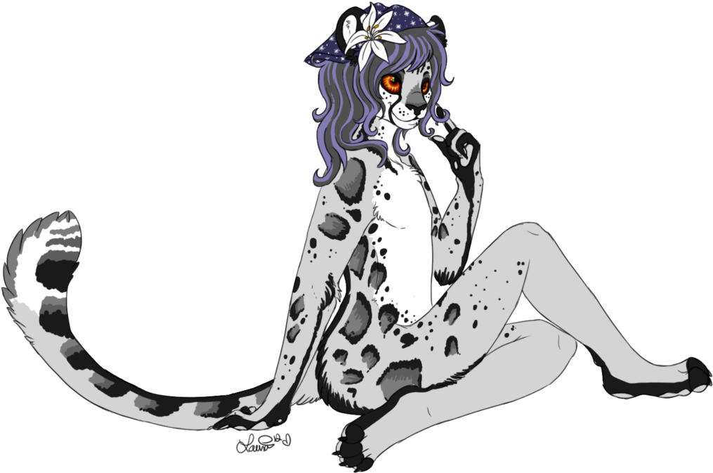 Drawn Snow Leopard Female - Anthro Tiger Female Furry (1068x748), Png Download