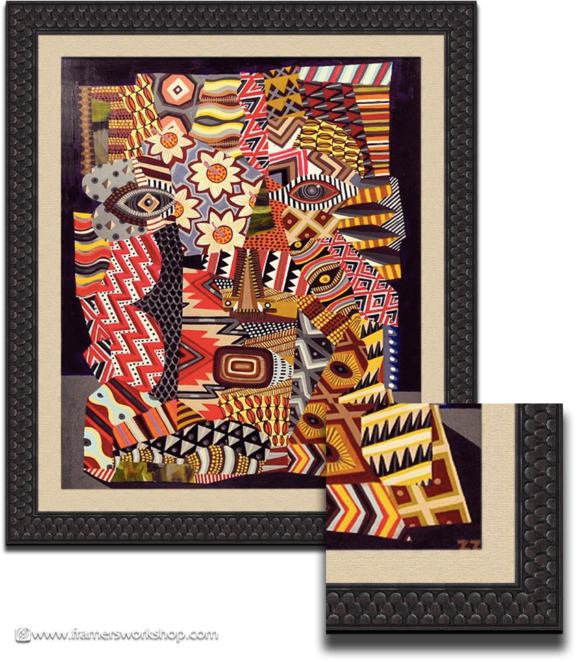 Abstract Painting On Canvas Framed With Linen Liner - Picture Frame (864x982), Png Download