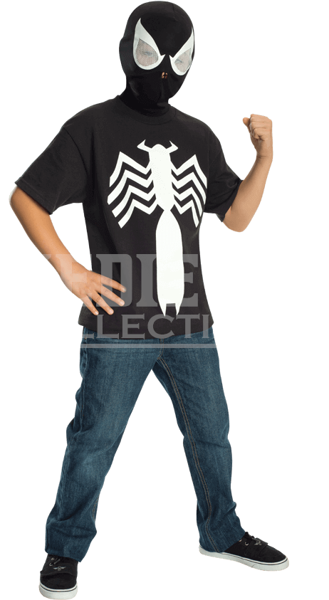 Kids Spider-man Black Costume Top And Mask - Rubie's Ultimate Black Spider-man / Venom T-shirt And (850x850), Png Download