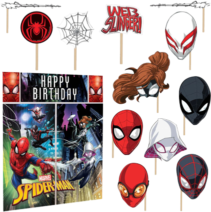 Spiderman Scene Setter Decorating Kit Photo Props - Spider-man 'webbed Wonder' Wall Poster Decorating Kit (450x445), Png Download
