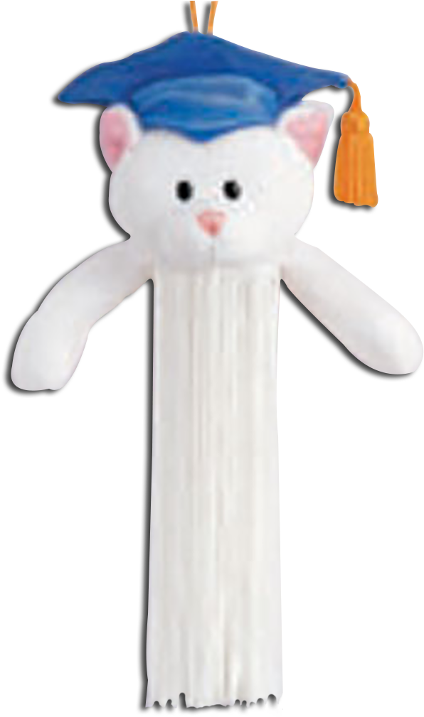 Gund Graduation Tassel White Kitty Cat Wearing A Blue - Tassel (631x1012), Png Download