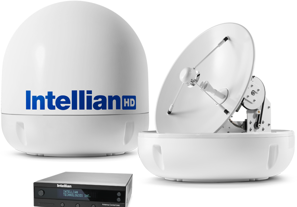 How Does A Marine Satellite Dish Work - Intellian - S6hd, 3 Sat Directv System, 24" Dish (671x437), Png Download
