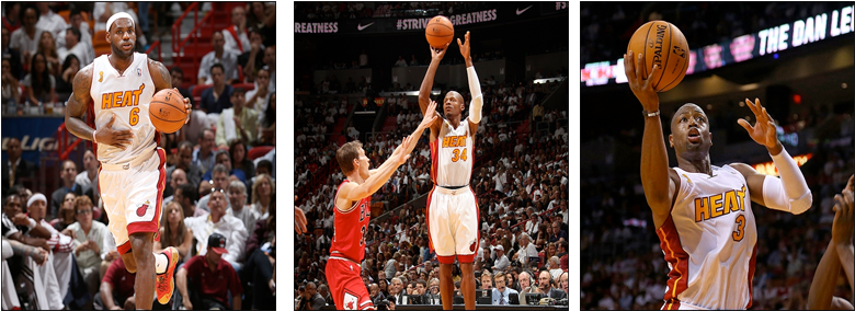 Lebron James, Ray Allen, Dwayne Wade - Miami Heat (800x300), Png Download