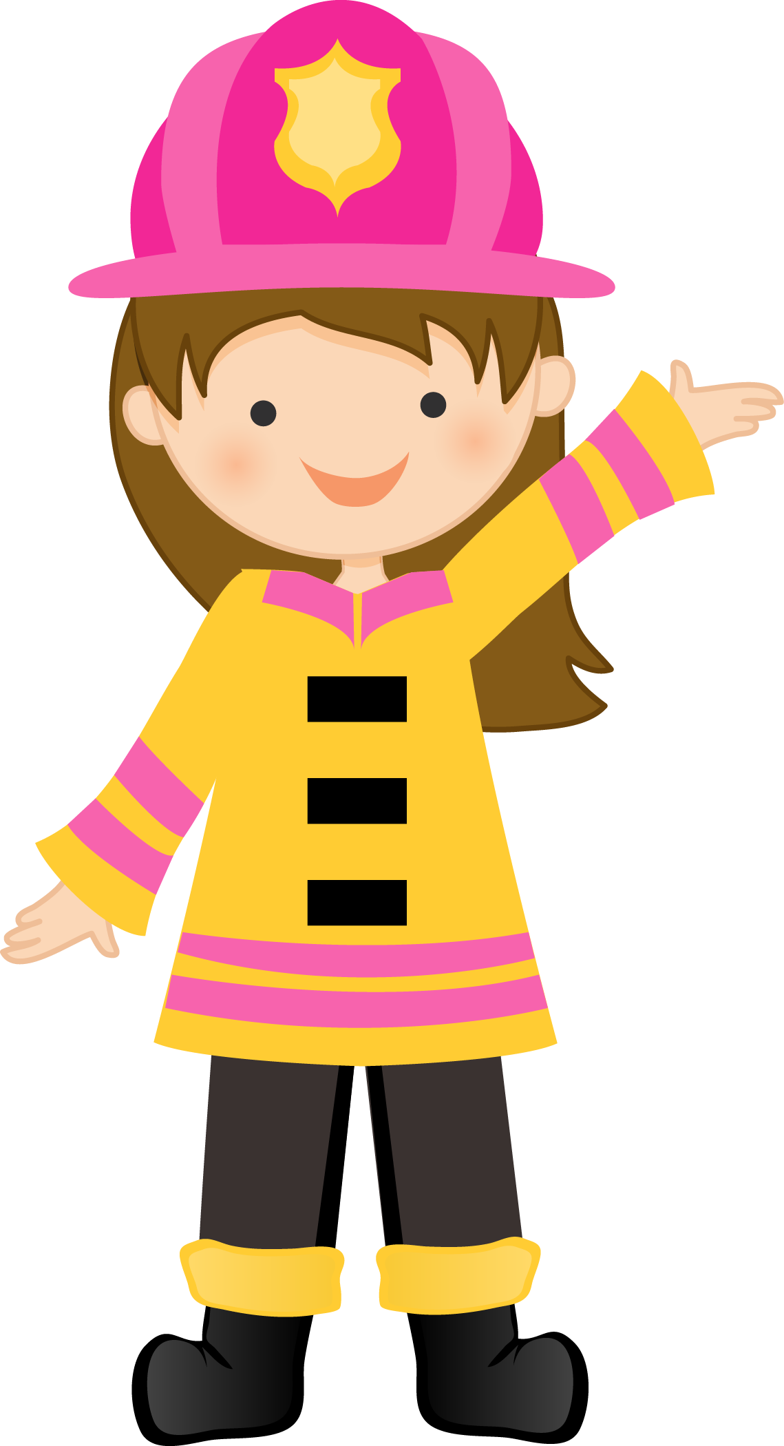 Bombeiros E Polícia - Girl Firefighter Clipart (1139x2100), Png Download
