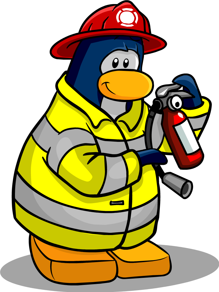 Fire Fighter Penguin - Club Penguin Fireman (863x1153), Png Download