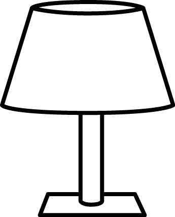 Lamp Clipart Floor Lamp - Table Lamp Black And White (345x427), Png Download