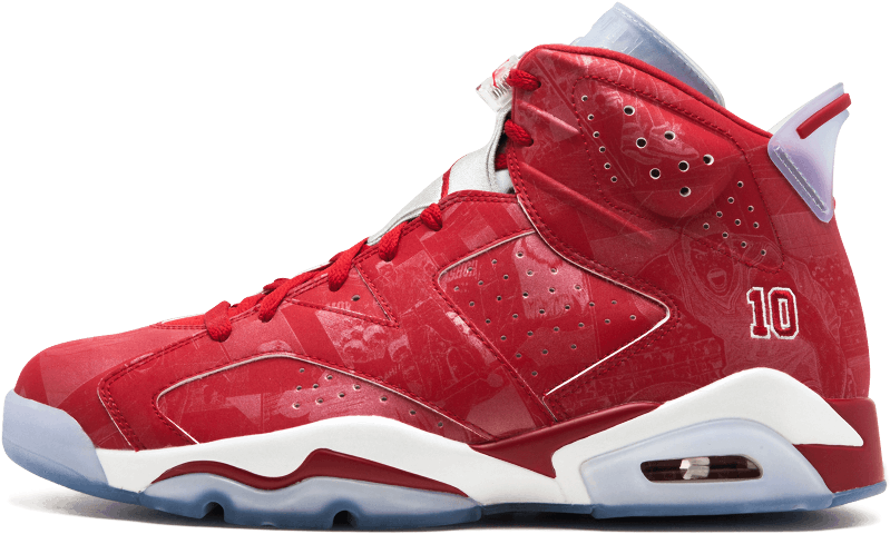 Air Jordan 6 Retro Varsity Red/varsity Red-white (1000x600), Png Download
