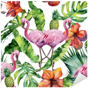 Watercolor Illustration Of Tropical Pink Flamingo Bird - Upstreet Graphite Pickleball Paddle Set Of 2 (400x400), Png Download