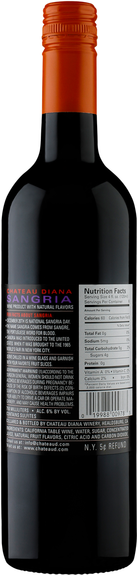 Picture Of Chateau Diana Sangria - Chateau Diana (640x1280), Png Download