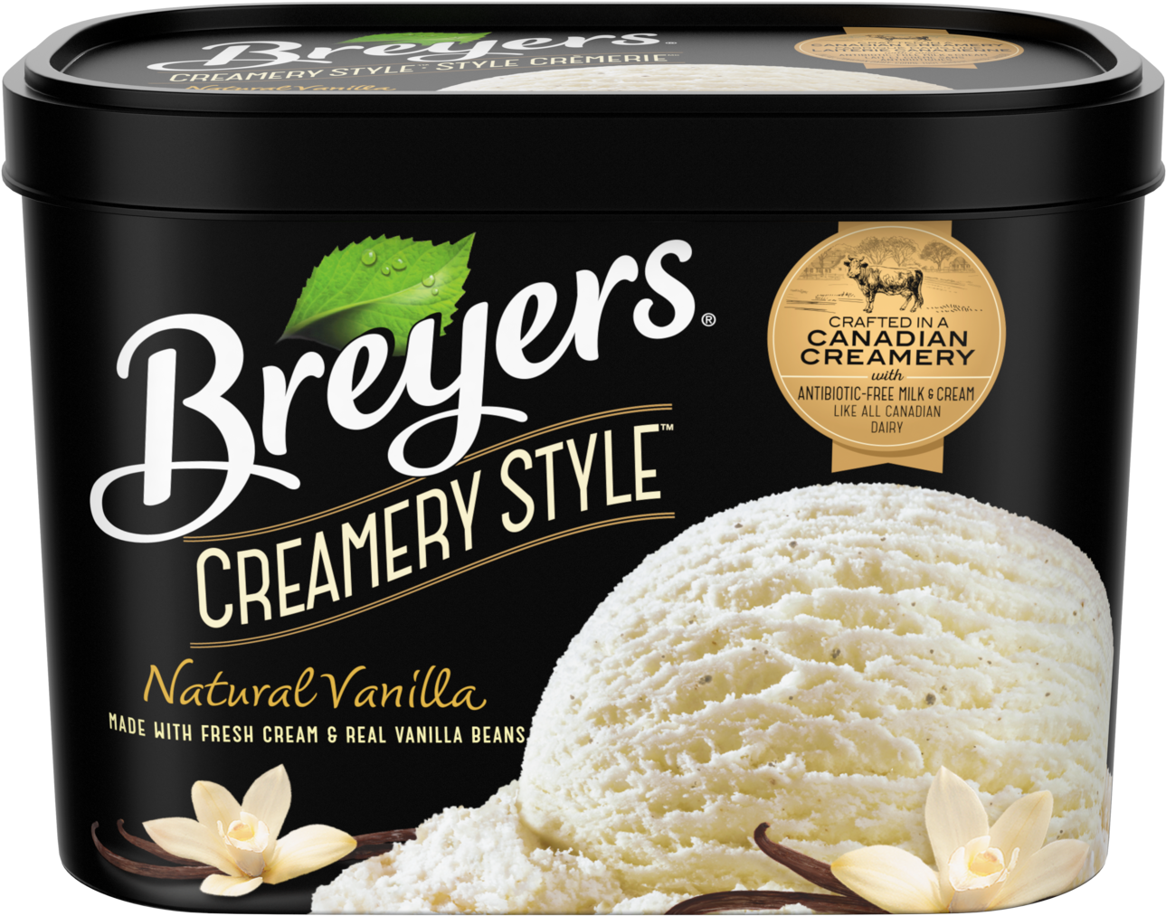 Breyers Creamery Style Natural Vanilla - Breyers Vanilla Bean Ice Cream (1500x1500), Png Download