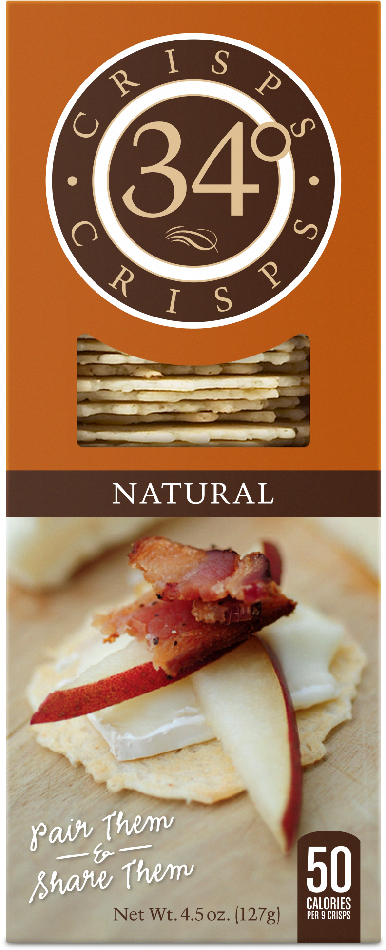 34 Degrees Natural Crispbread Crackers, - 34 Degrees Crispbread Natural (1213x2025), Png Download