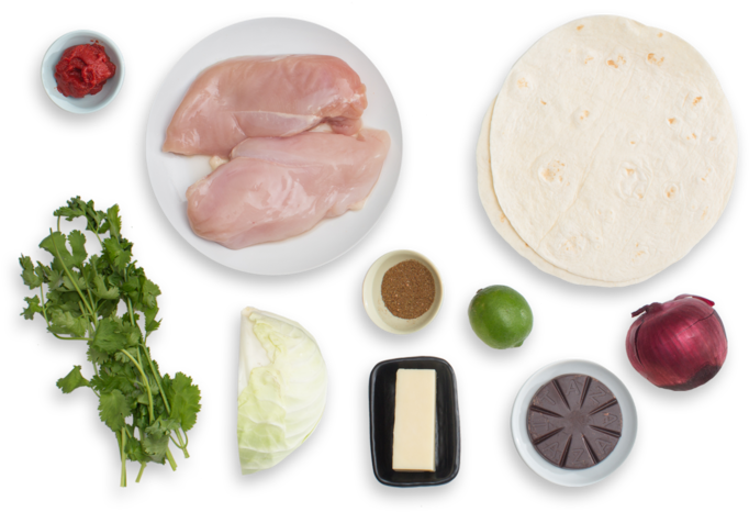 Pulled Chicken Mole Quesadillas With Monterey Jack - Veal (700x477), Png Download