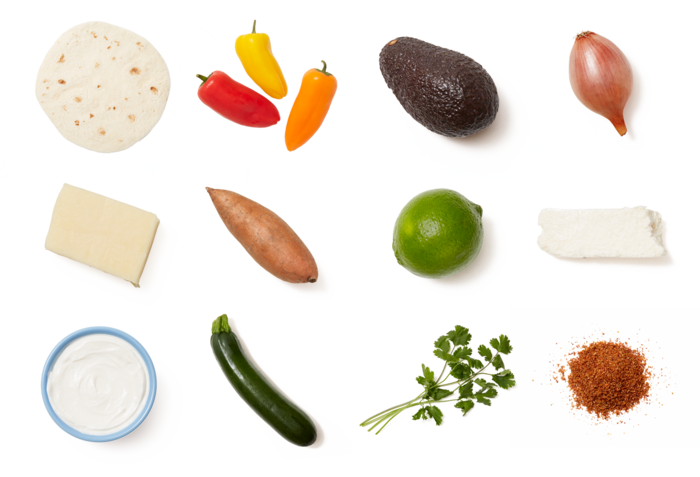 Summer Vegetable Quesadillas With Roasted Sweet Potatoes - Natural Foods (700x477), Png Download