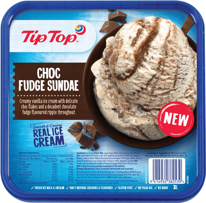 Tip Top Choc Fudge - Tip Top Ice Cream 2 Litres (800x800), Png Download