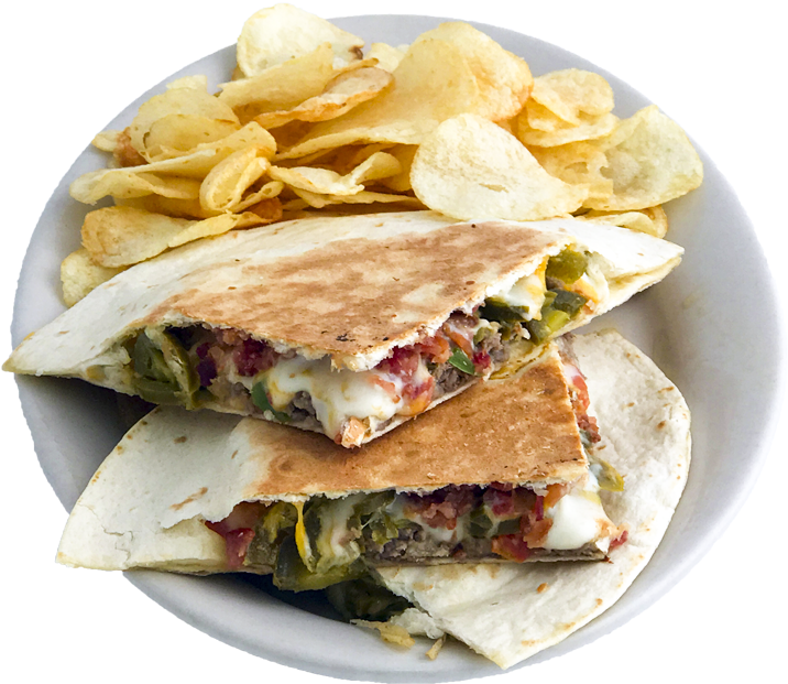 Bacon Cheeseburger Quesadilla - Fast Food (800x650), Png Download