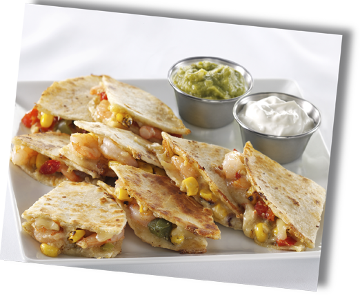 Shrimp Quesadilla Plated - Food (522x428), Png Download
