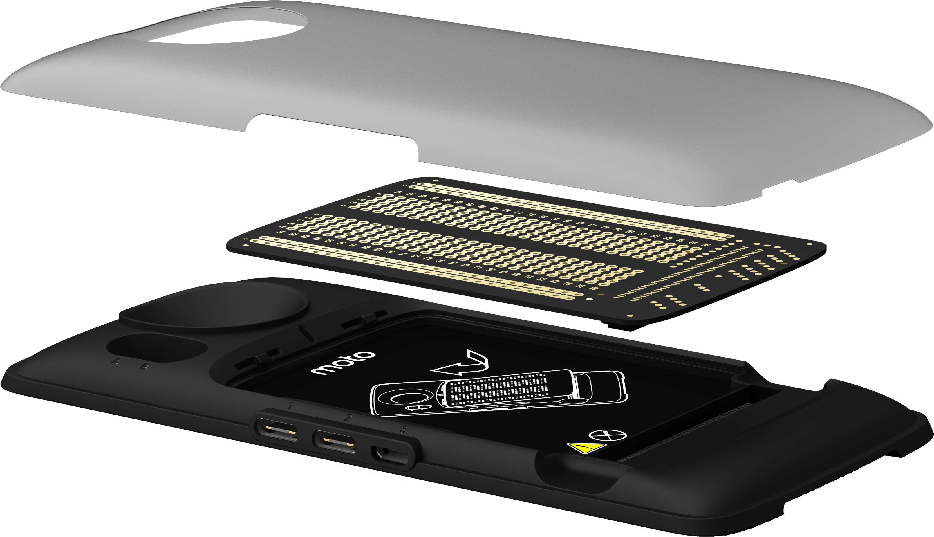 Exploded View - Moto Z Development Kit (3318x1936), Png Download