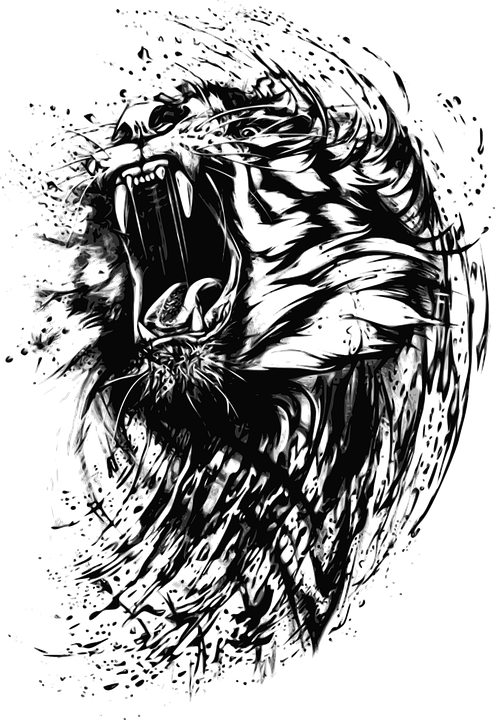 Free Vector Graphic Tiger Abstract Animal Wild Cat - Lion Sketches T Shirts (495x720), Png Download