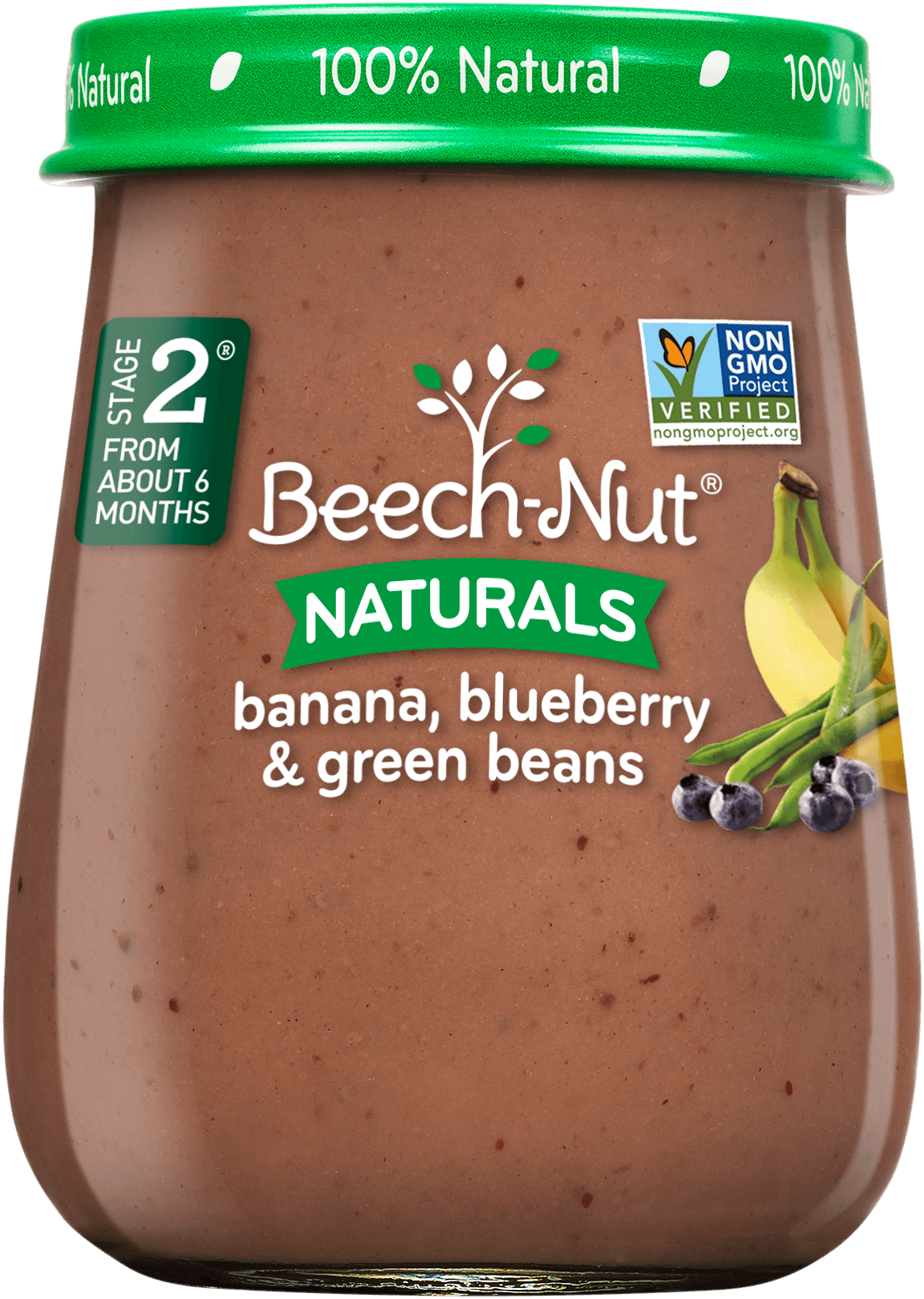 Naturals Banana, Blueberry & Green Beans Jar - Beech-nut Naturals Stage 2 Purees - Sweet Corn & (1106x1554), Png Download