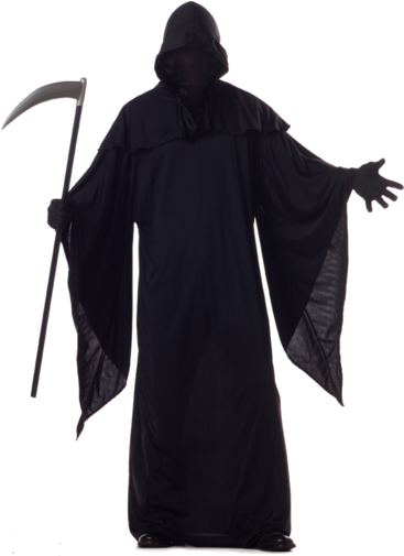 Bring Fear To Halloween With The Scary Adult Grim Reaper - Black Grim Reaper Costume (366x580), Png Download