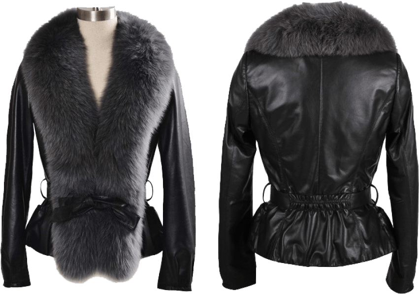 Free Png Fur Lined Leather Jacket Png Images Transparent - Leather Jacket With Fur Women (851x598), Png Download